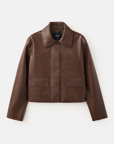 New In - Mango Croc-Effect Faux Leather Jacket