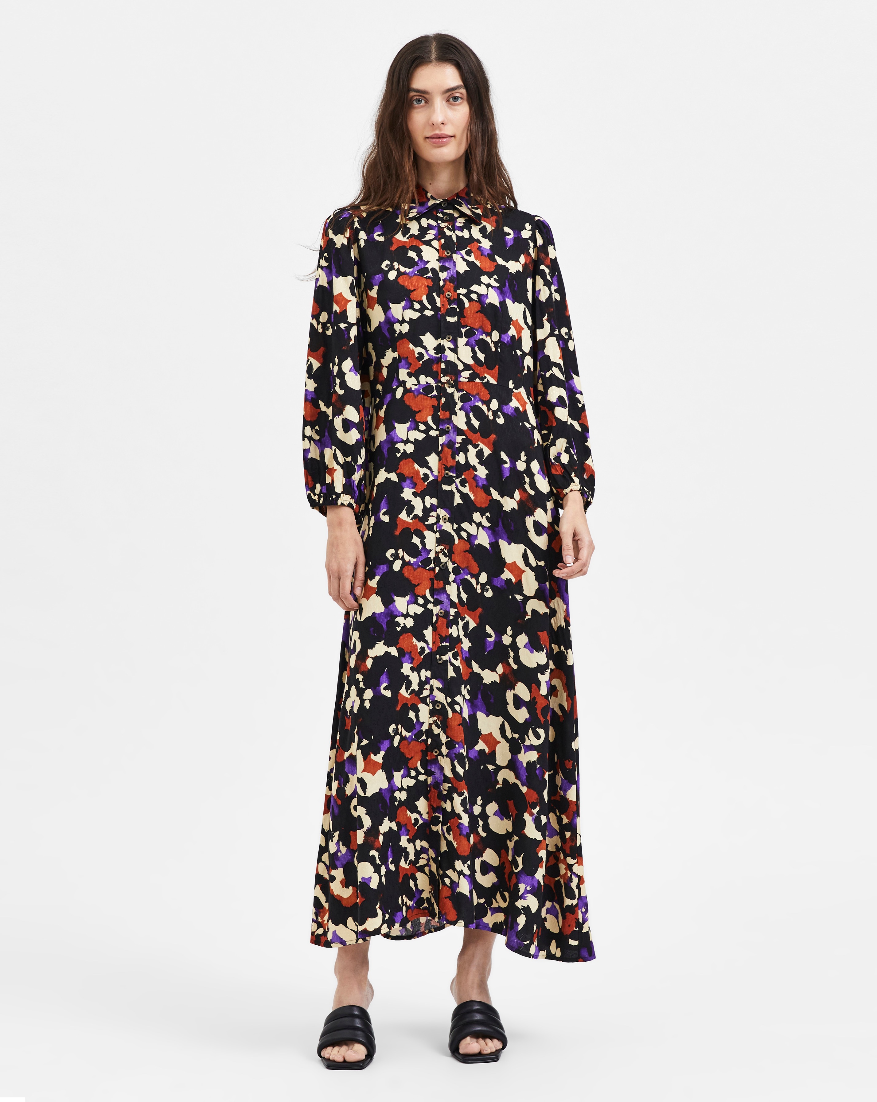 Selected Femme Printed Maxi Shirt Dress