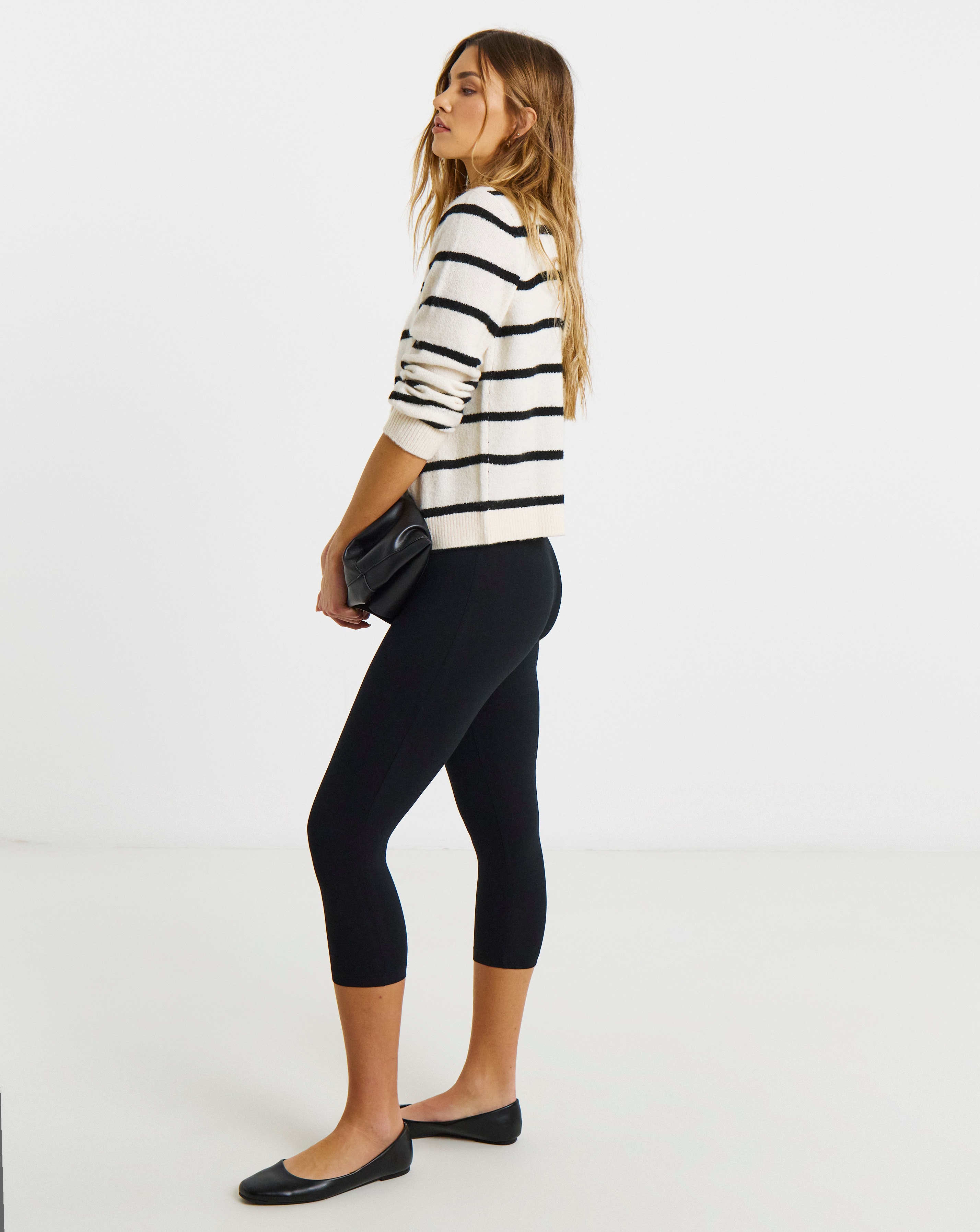 Black Jersey Cropped Legging