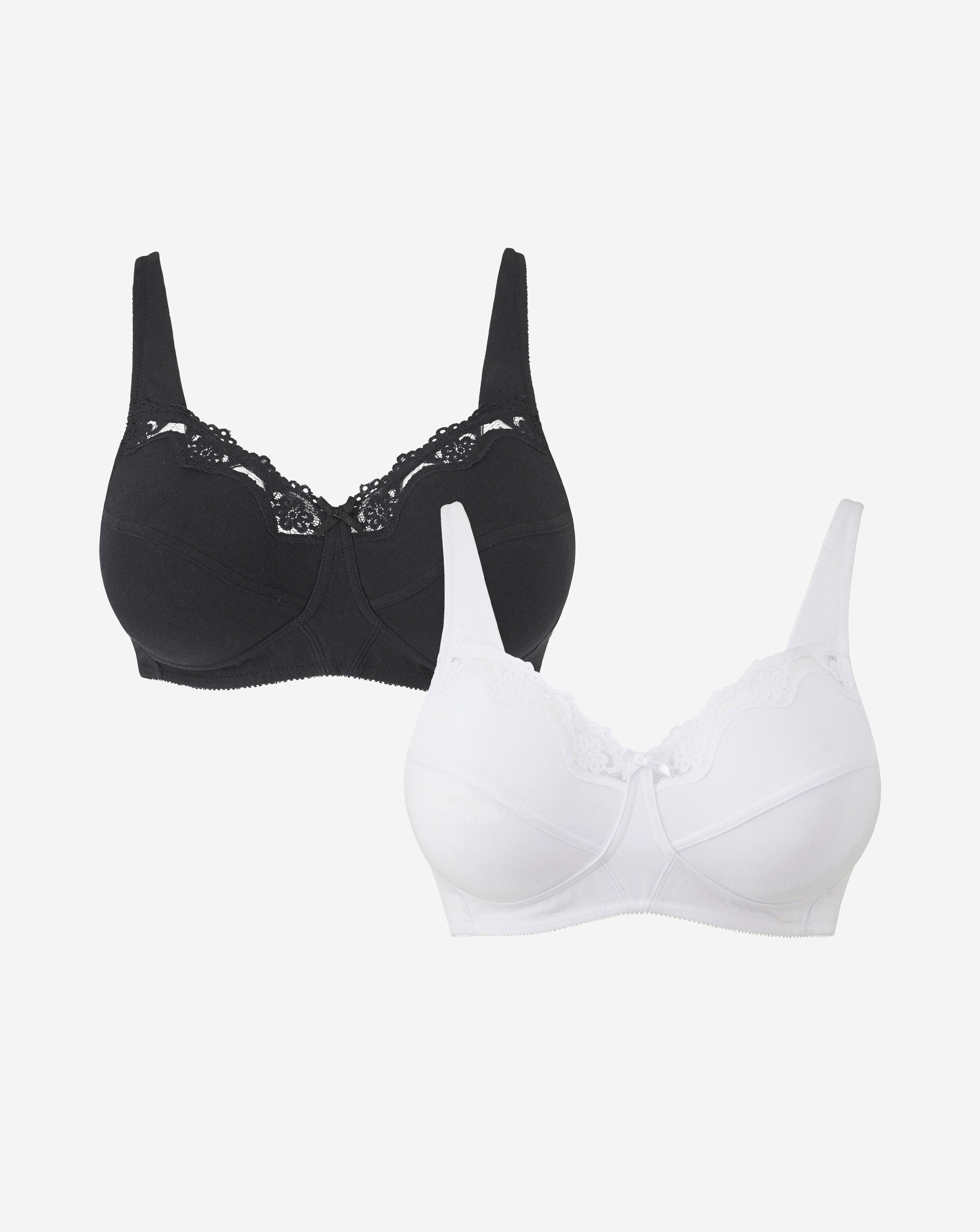 2 Pack Non Wired White/Black Bras