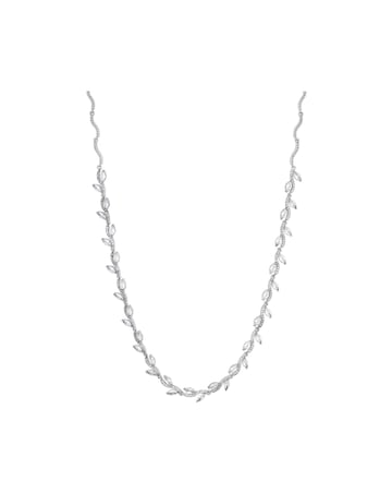 Jon Richard Silver Plated Pave Wave Leaf Collar Necklace