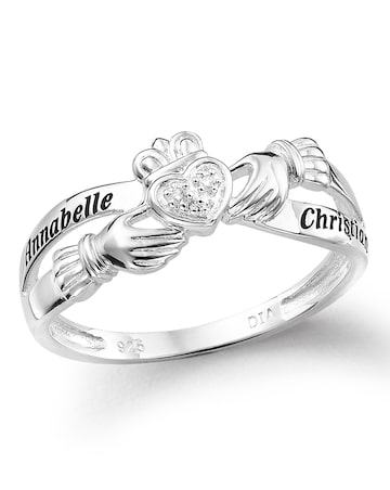 Sterling Silver and Diamond Personalised Claddagh Ring