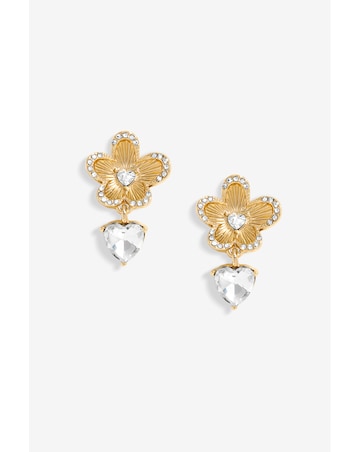 Jon Richard Gold Plated Floral And Cubic Zirconia Earrings