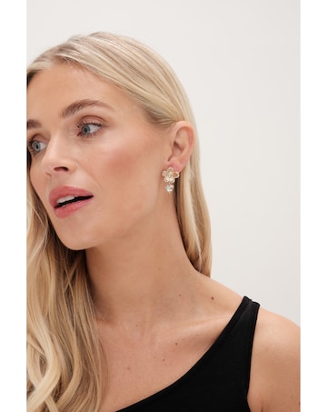 Jon Richard Gold Plated Floral And Cubic Zirconia Earrings