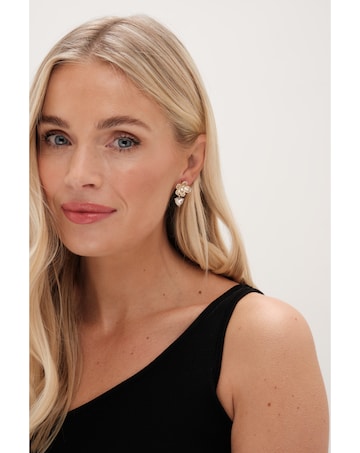 Jon Richard Gold Plated Floral And Cubic Zirconia Earrings