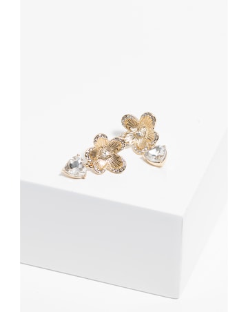 Jon Richard Gold Plated Floral And Cubic Zirconia Earrings