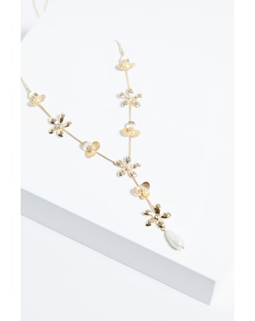 Mood Gold Mixed Flower Linear Y-Drop Necklace