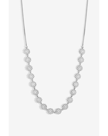 Jon Richard Rhodium Plated Cubic Mini Flower Adjustable Necklace