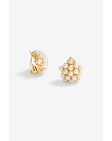 Jon Richard Gold Plated Clustered Pearl Earrings