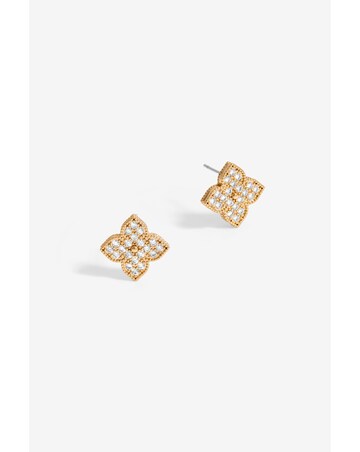 Jon Richard Gold Pave Clover Stud Earrings