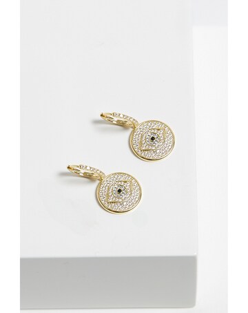 Inicio Gold Plated Evil Eye Huggie Earrings - Gift Pouch