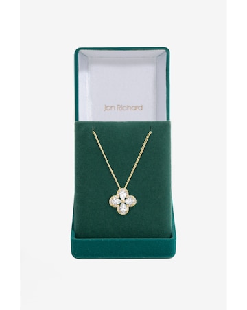 Jon Richard Gold Plated Cubic Zirconia Clover Pendant - Gift Boxed