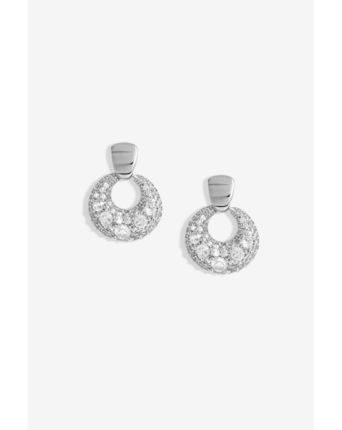 Jon Richard Pave Door Knocker Earrings