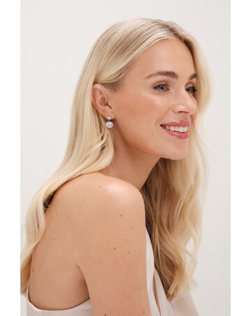 Jon Richard Rhodium Plated CZ Micro Pave Oval Drop Earrings - Gift Boxed