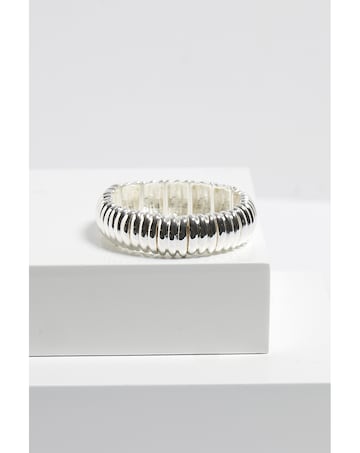 Mood Silver Ridged Stretch Bracelet