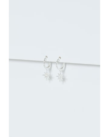 Simply Silver Sterling Silver 925 Cubic Zirconia Celestial Star Hoop Earrings