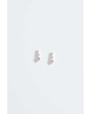 Simply Silver Sterling Silver 925 Cubic Zirconia Graduated Drop Stud Earrings