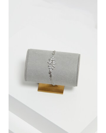 Jon Richard Rhodium Plated Cubic Zirconia Floral Toggle Bracelet