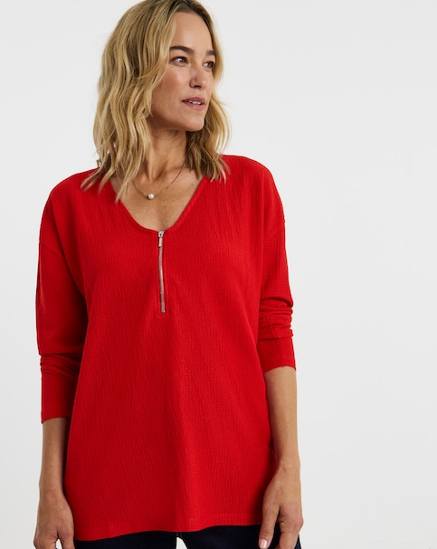 New In - Longline Zip Front Top