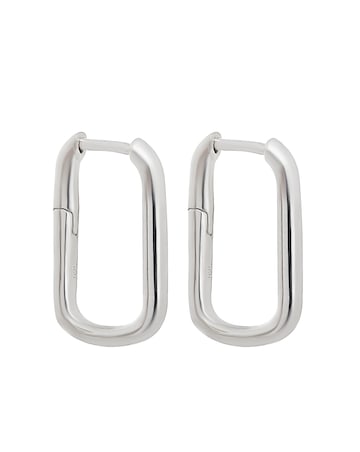 Simply Silver Sterling Silver 925 Mini Rectangle Hoop Earrings