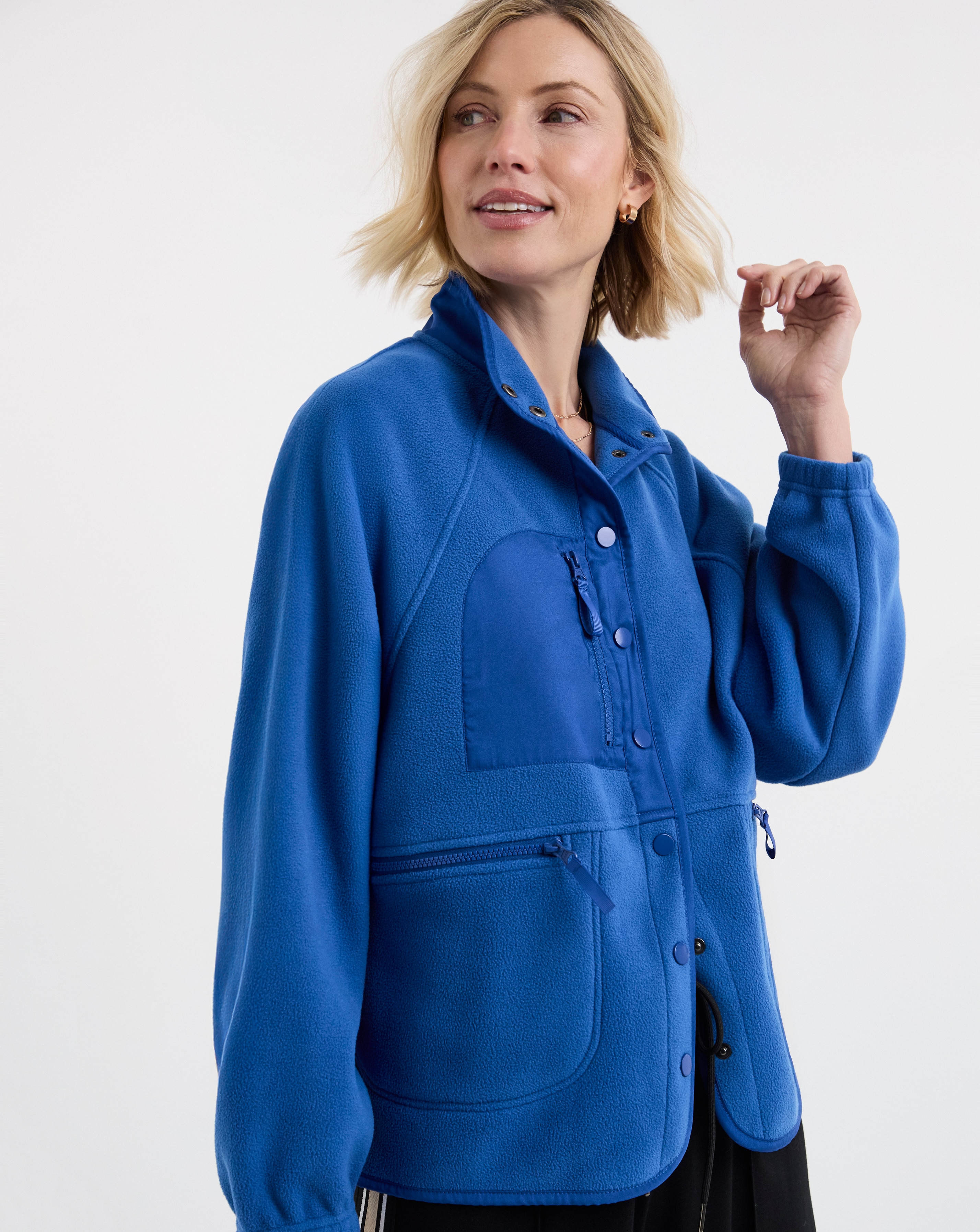 Nylon Pocket Zip Through Fleece