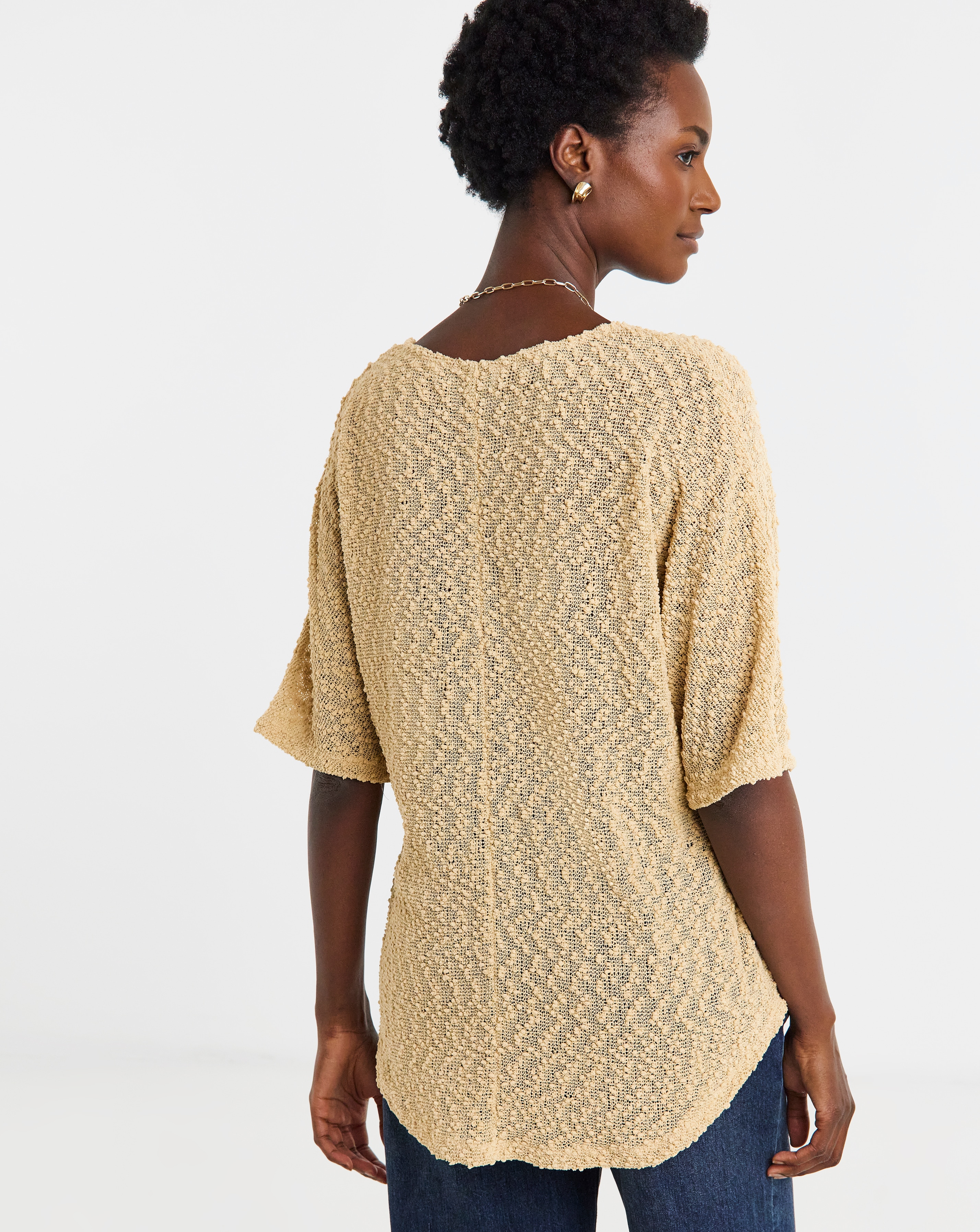 Boucle V-Neck Short Sleeve Top