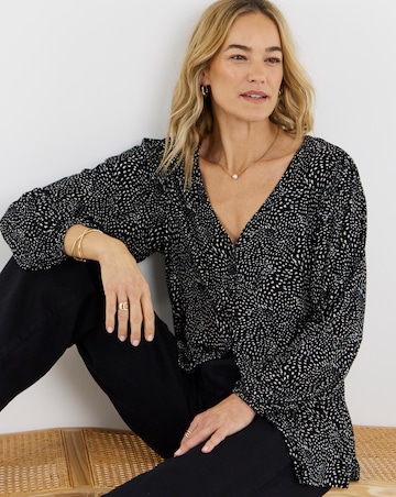 Button Front Long Sleeve Top