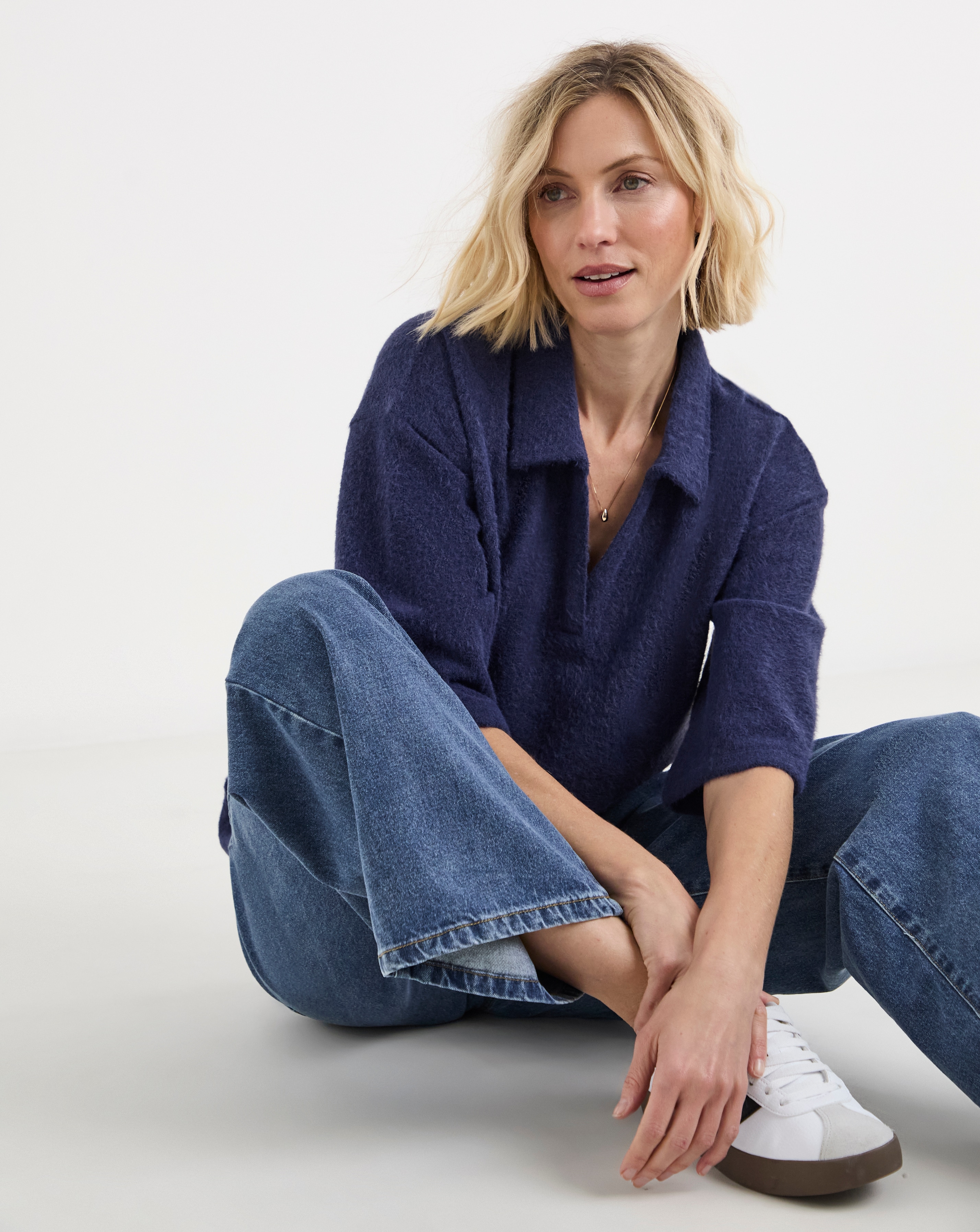 Brushed Soft Touch Collared Top