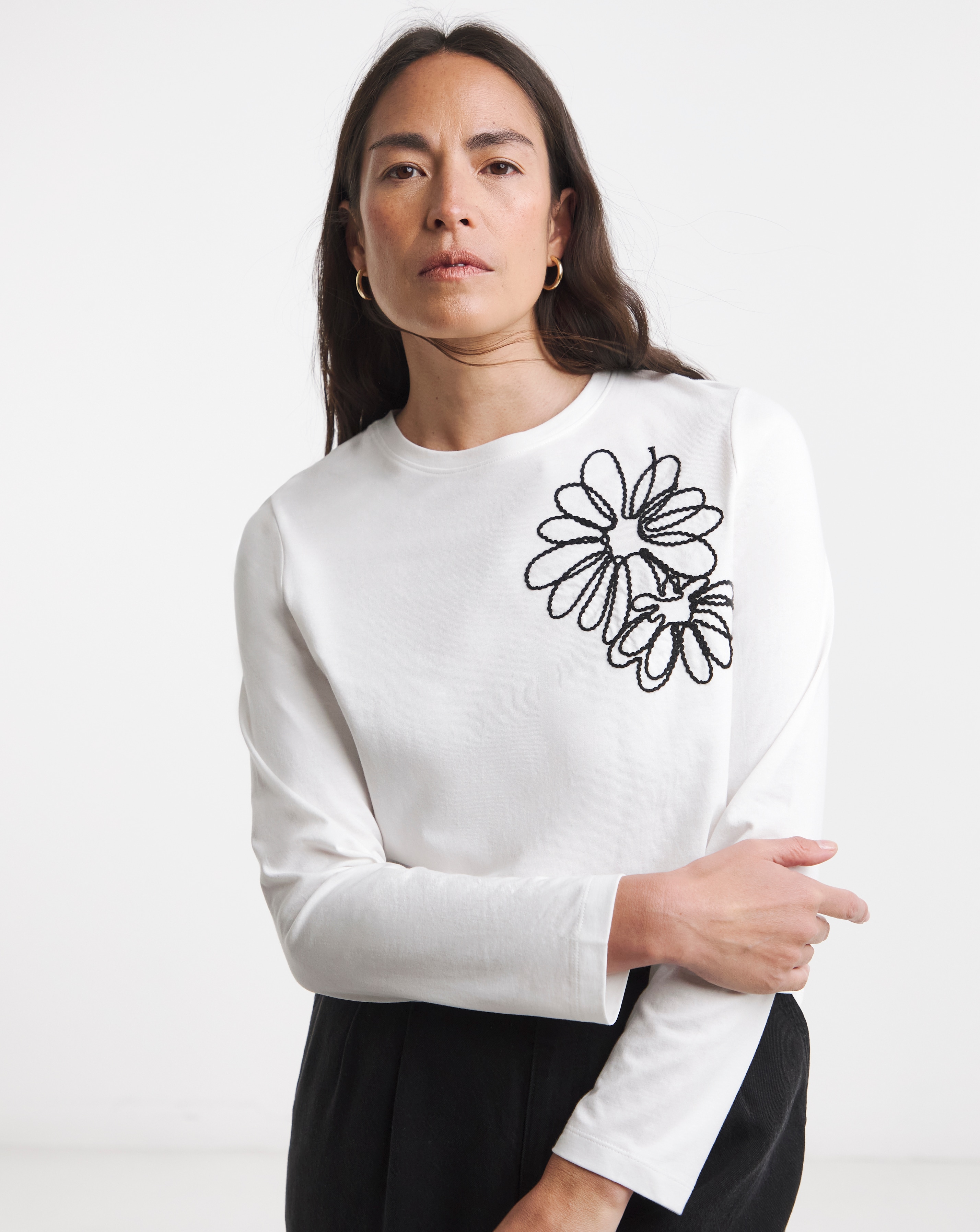 New In - Embroidered Long Sleeve T-Shirt