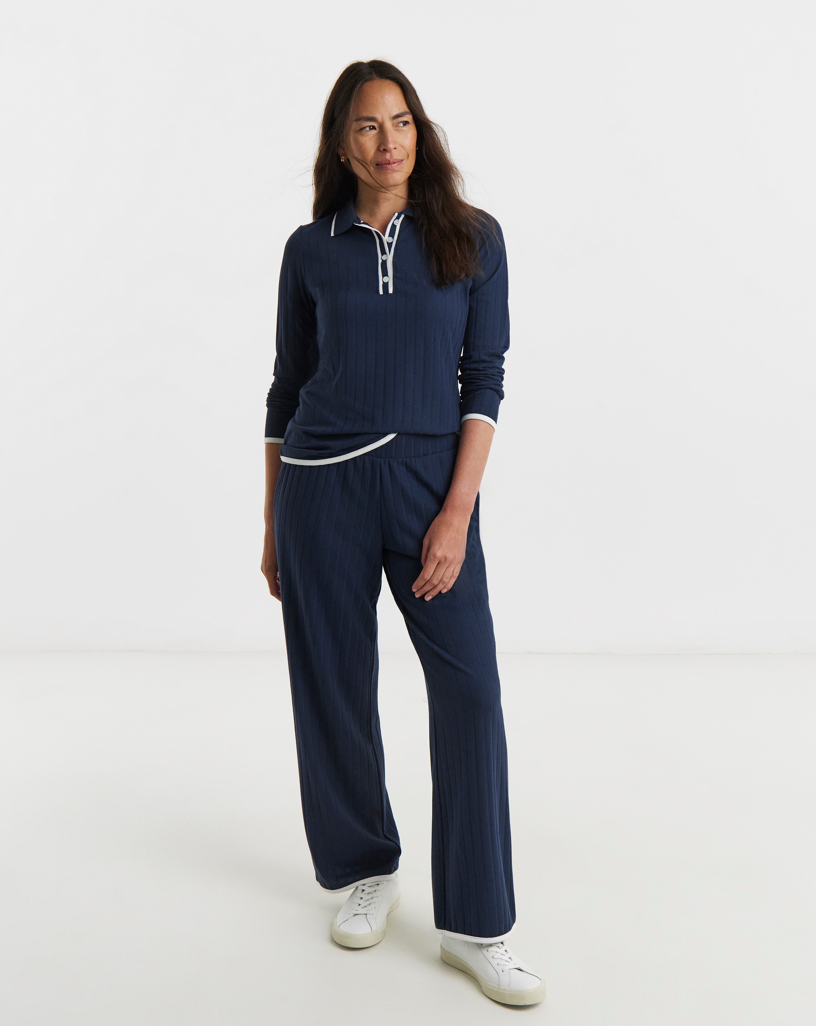 New In - Tipped Ribbed Wide Leg Jogger
