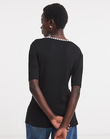 Contrast Stitch Neck Cardigan