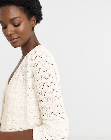 Cream Crochet V-Neck Cardigan