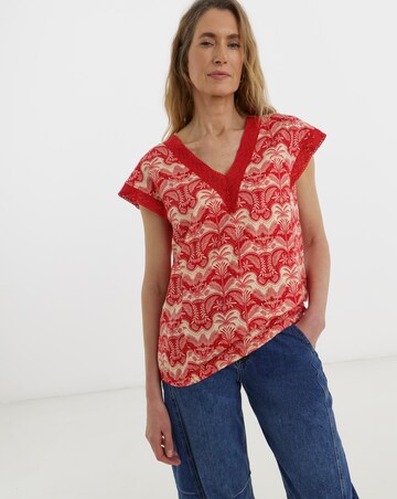 Bubble Hem Lace Trim Top