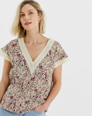 Bubble Hem Lace Trim Top