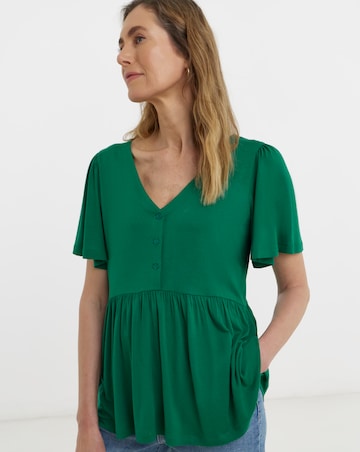 Button Front Angel Sleeve Top