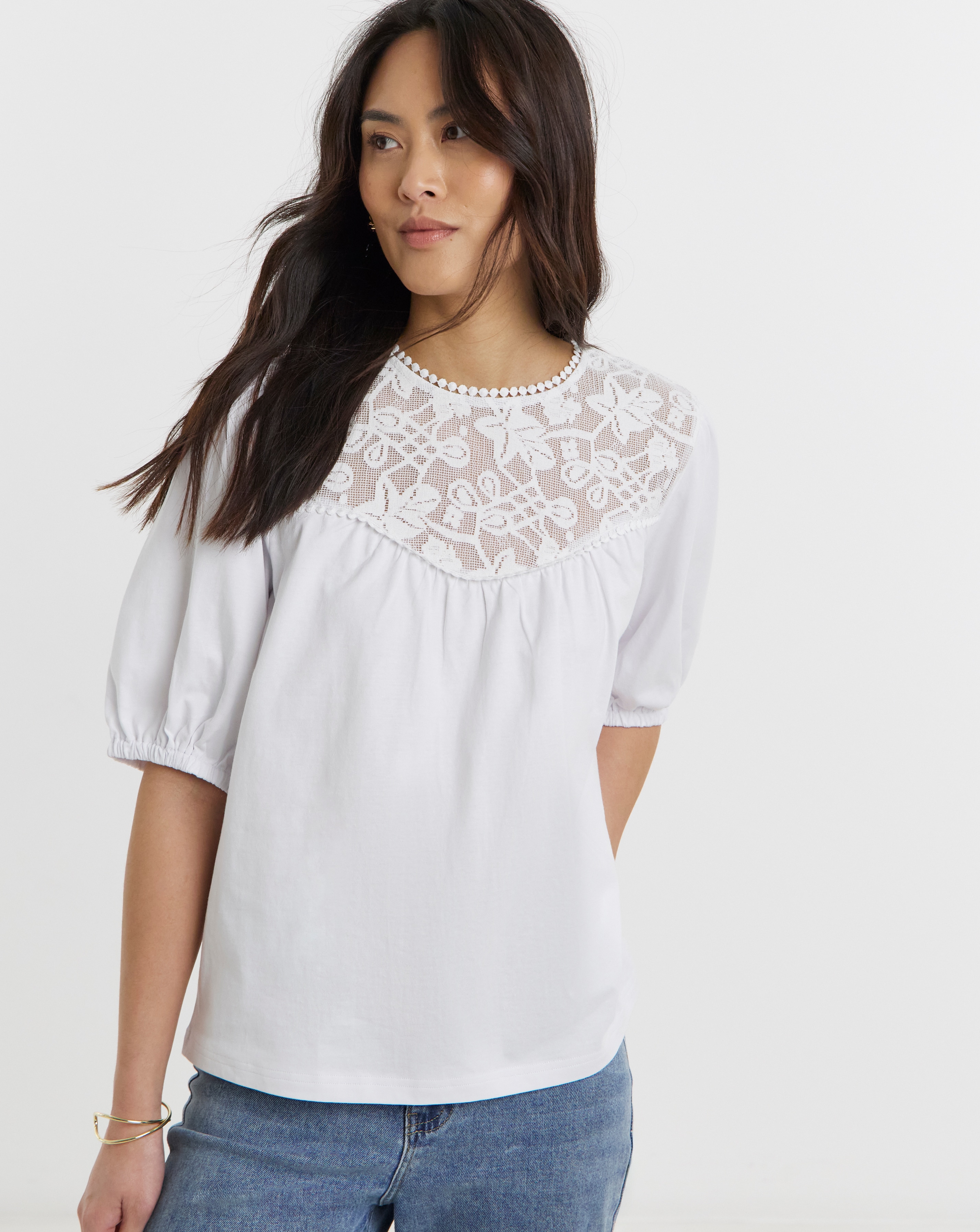 Broderie Yoke Top