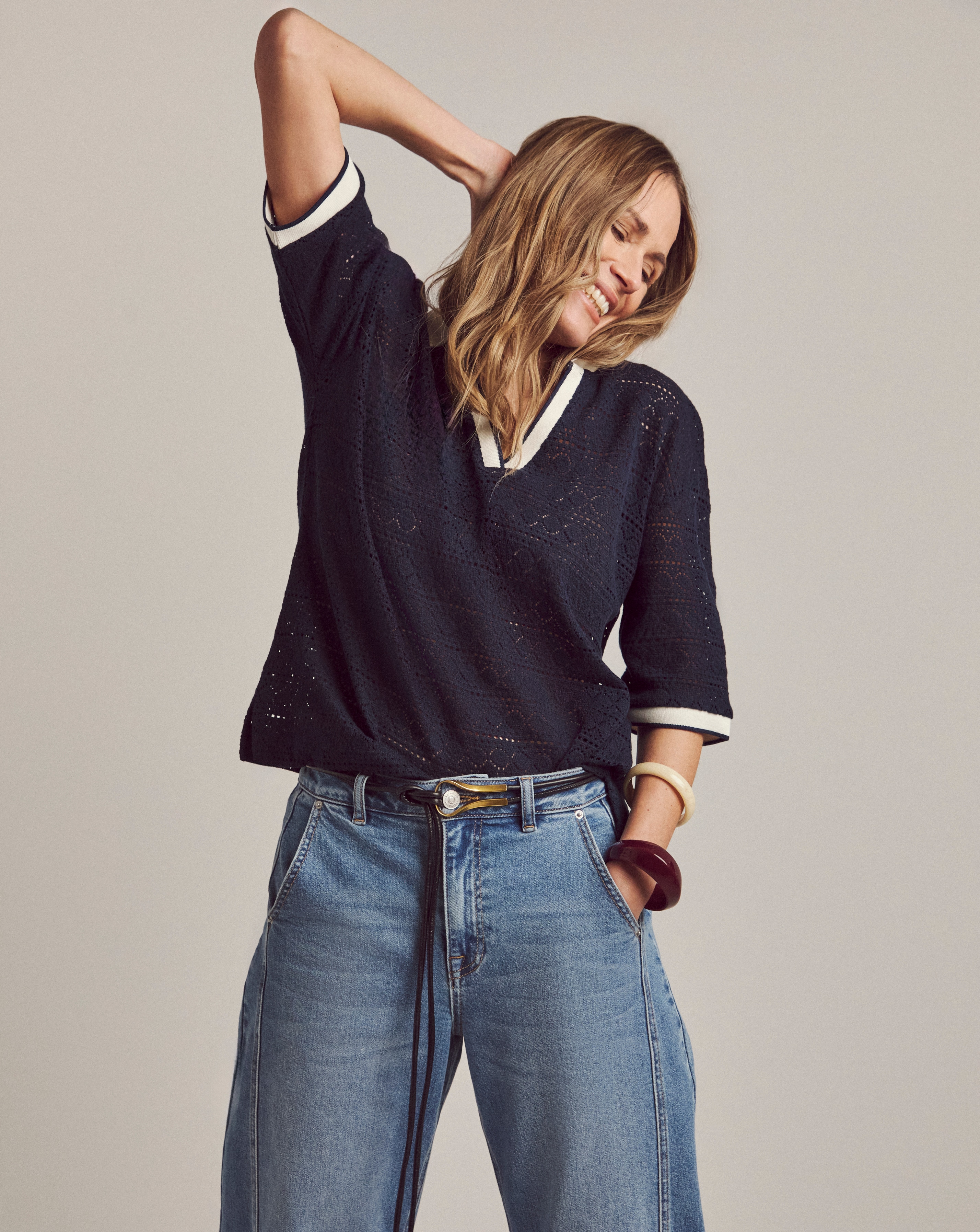 New In - Anthology Crochet Polo Top