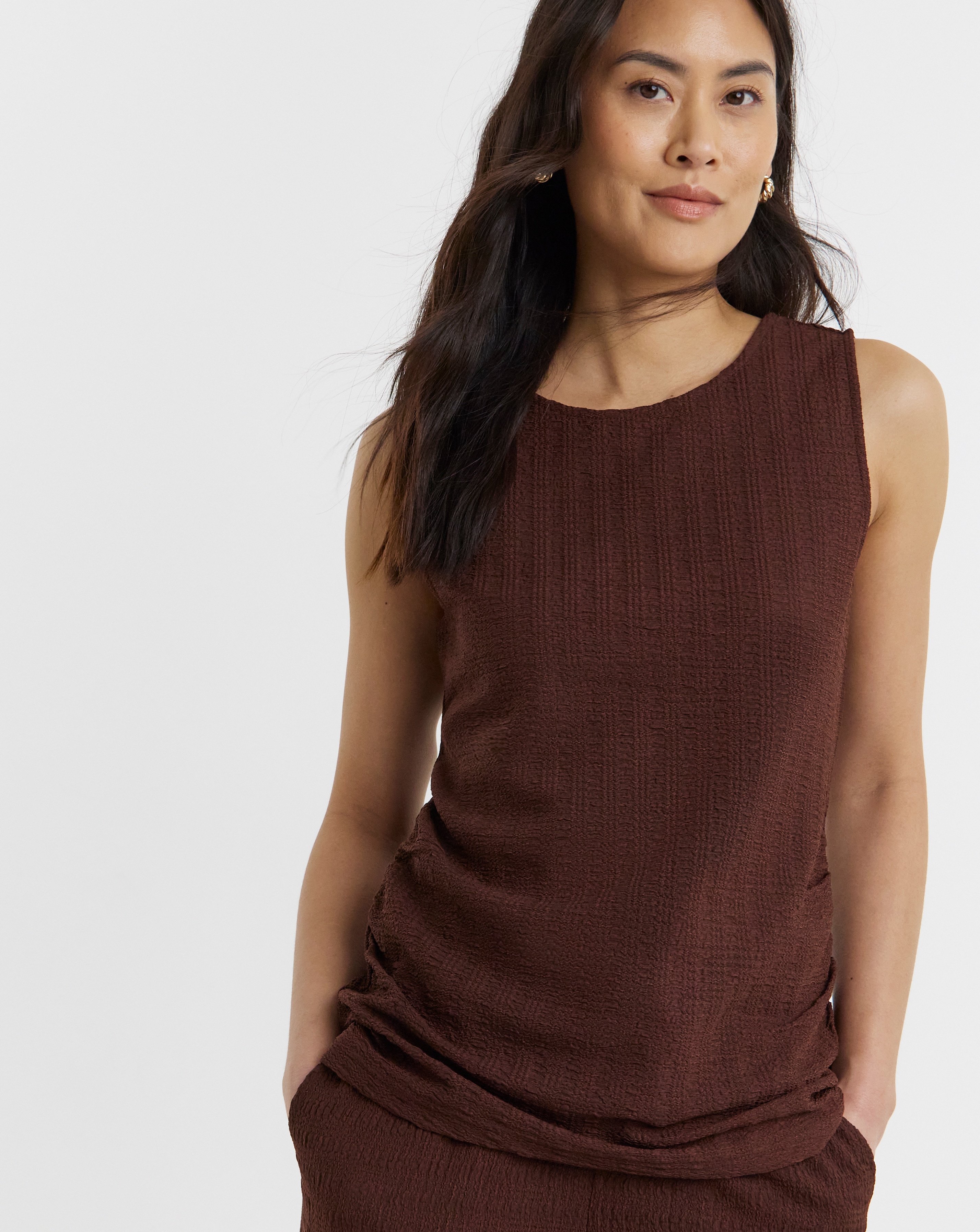 Textured Ruched Side Top