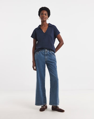 V-Neck Collared Short Sleeve T-Shirt