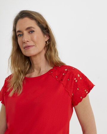 Broderie Shoulder Longline Top