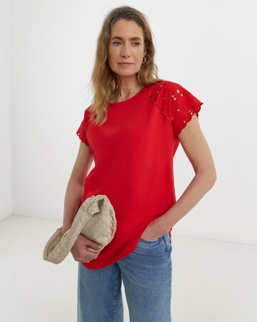 Broderie Shoulder Longline Top