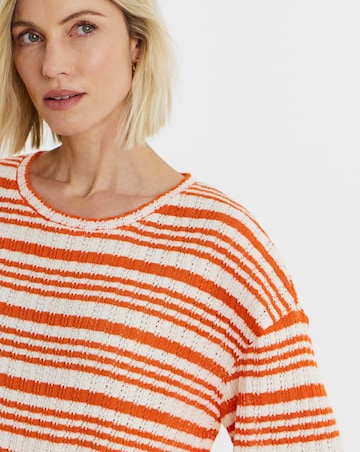 Textured Stripe Half Sleeve Top