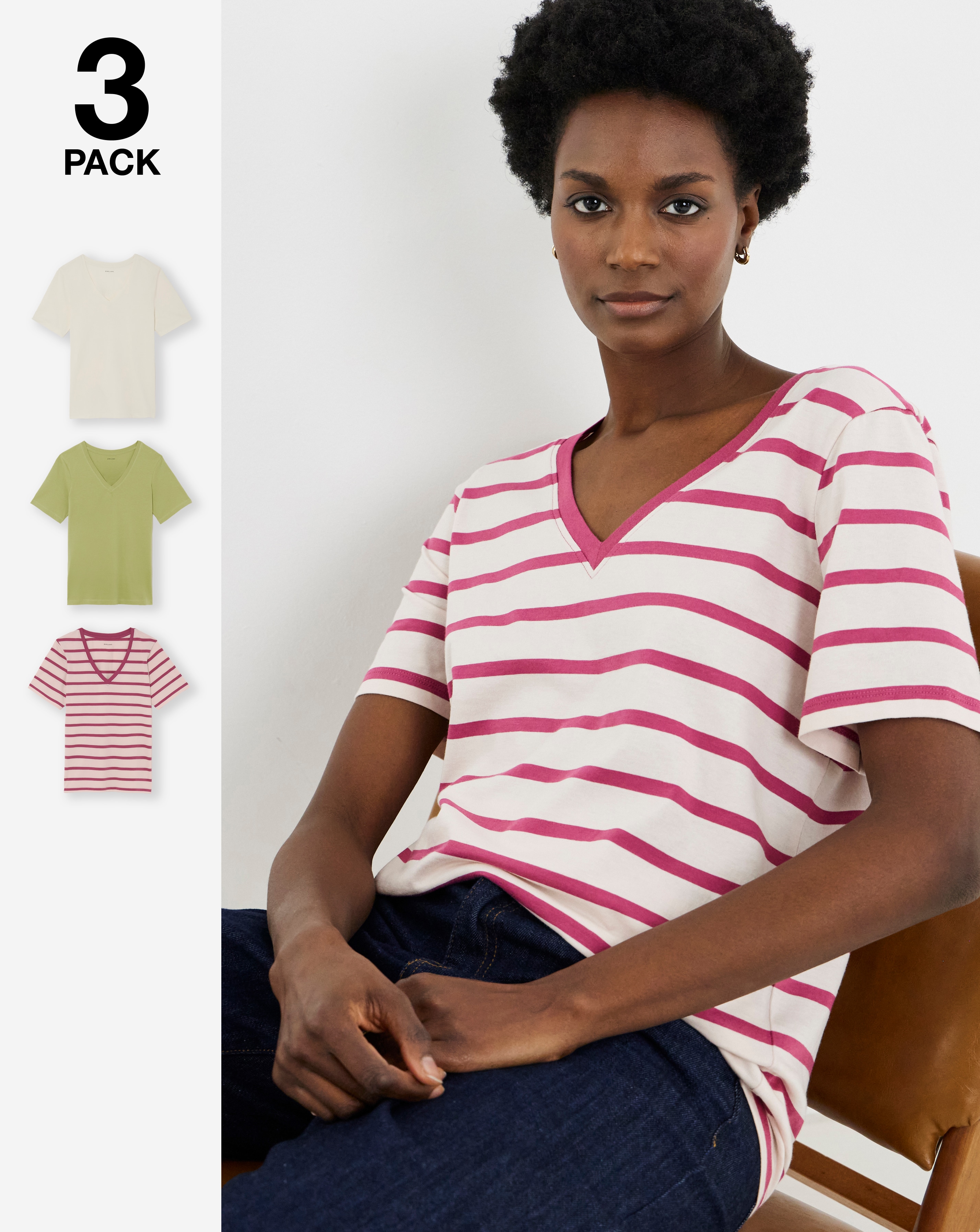 New In - 3 Pack V-Neck Short Sleeve T-Shirt