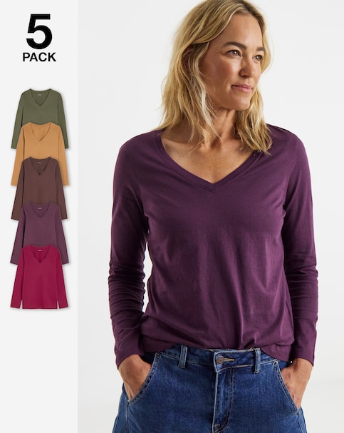 New In - 5 Pack V-Neck LS