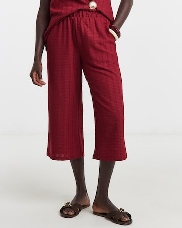 Cropped Bubble Textured Wide Leg Trousers
