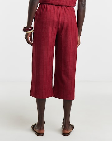 Cropped Bubble Textured Wide Leg Trousers