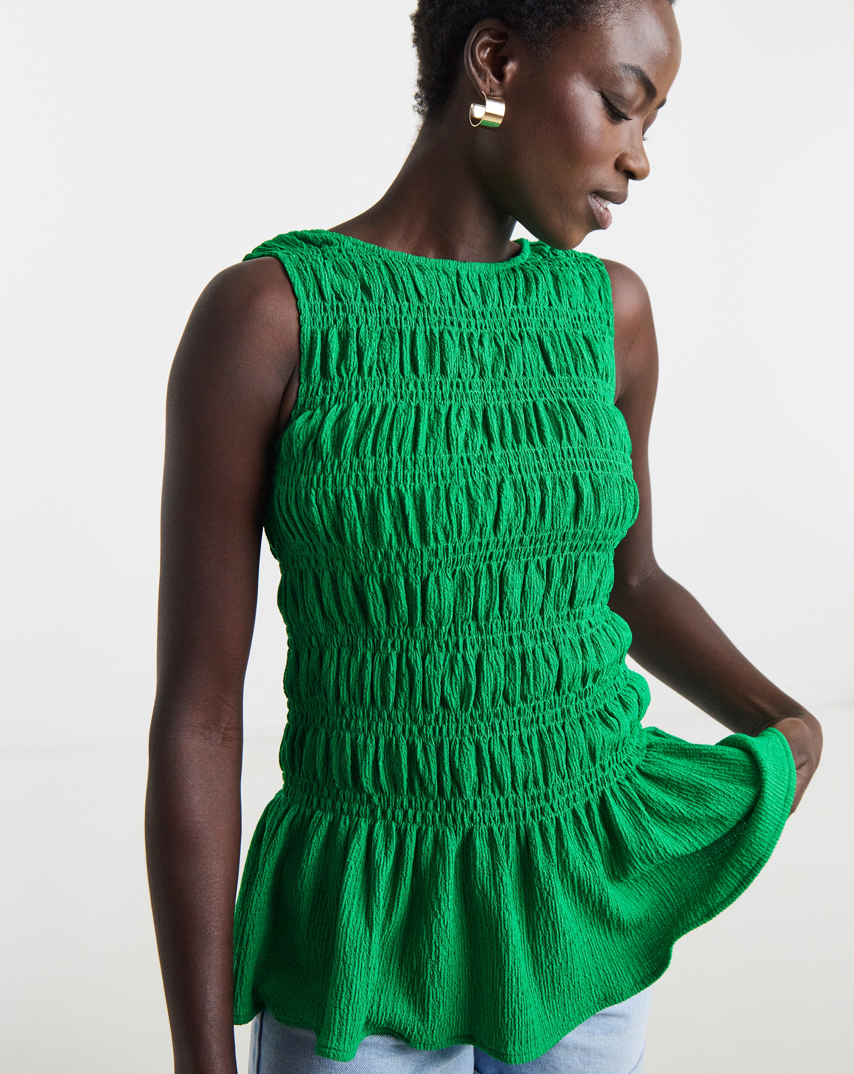 New In - Shirred Sleeveless Top