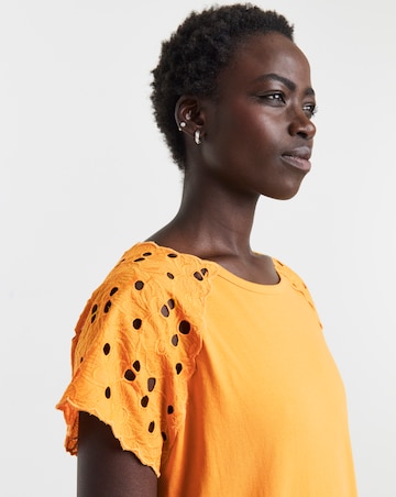 Broderie Shoulder Longline Top