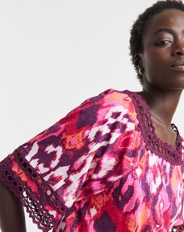 Square Neck Broderie Sleeve Top