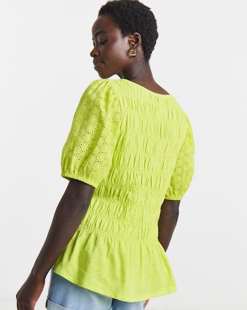 Ruched Broderie Sleeve Top